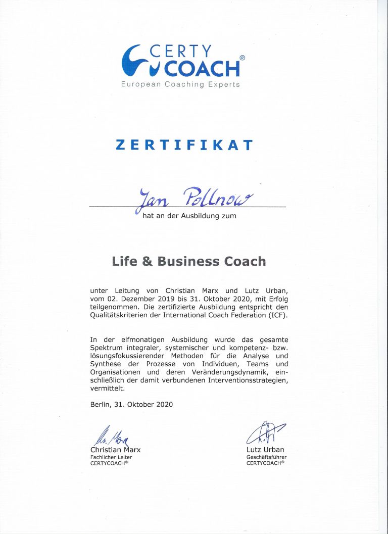 Coach Zertifikat